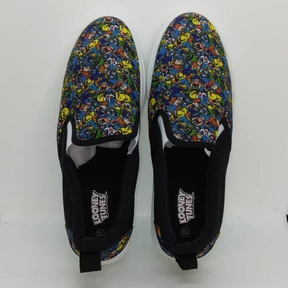 Looney Toons NEW Men's Black with Graphics Slip-on Sneakers - sz. 10 - Picture 3 of 7